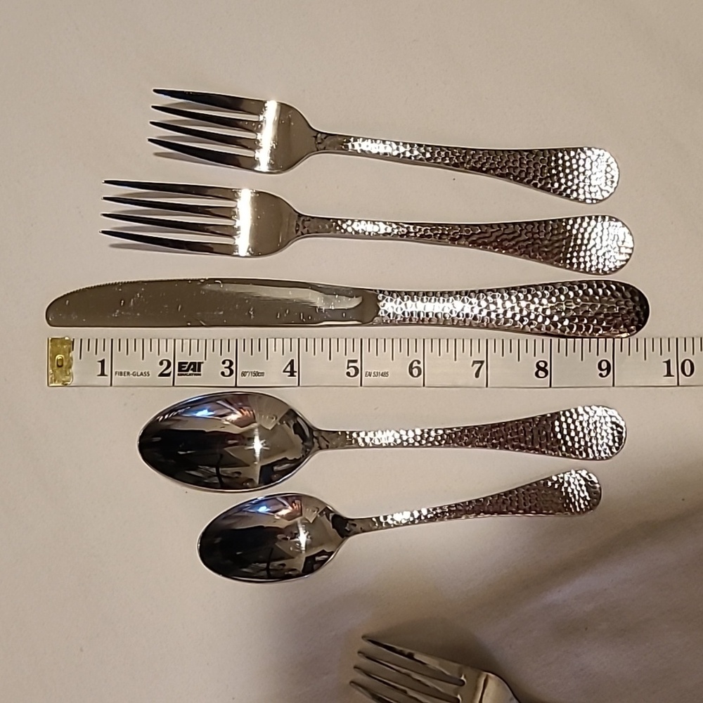 Towle Stainless Living Collection 45 Pieces, Hammered Flateware Silverware Fork - Picture 16 of 16